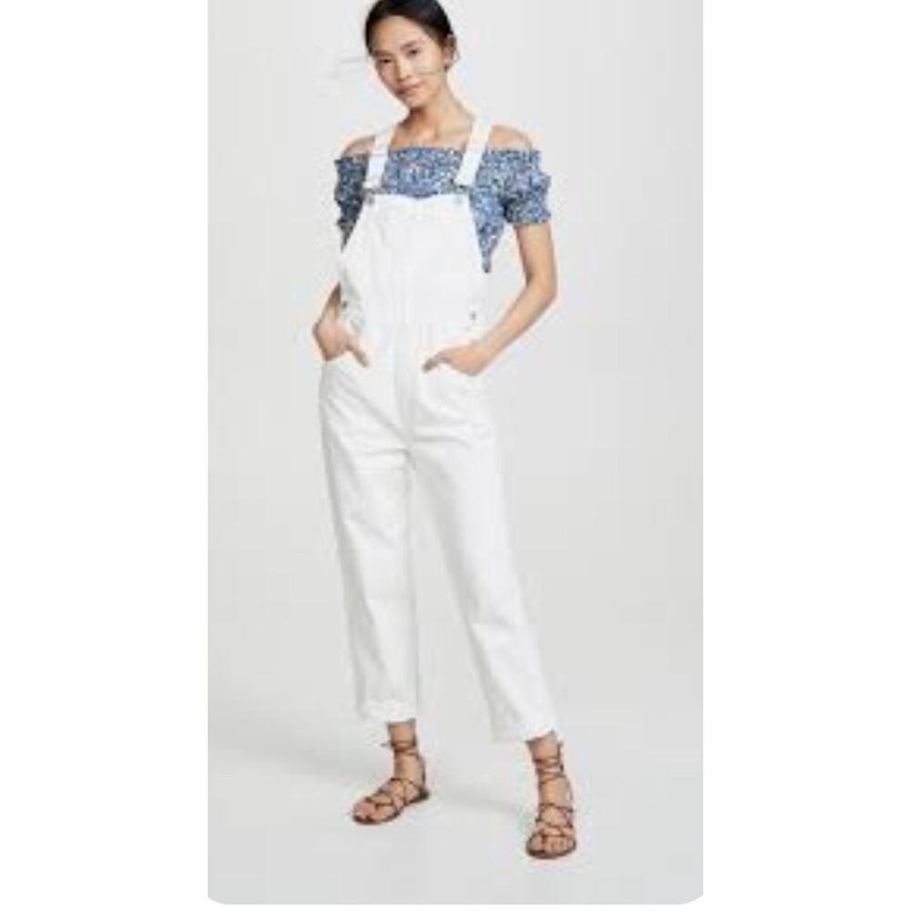 Madewell Straight Leg Overalls Tile white Sz 2X Tall  NWT #624
